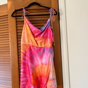 Retrofete Pink and Orange Tie-Dye Mini Dress
